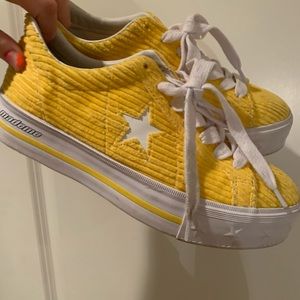 Yellow corduroy limited edition platform converse
